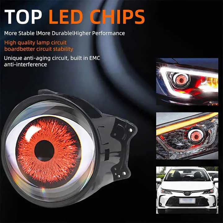 أزياء 3 بوصة عيون الشيطان عدسة تركيب ضوء . Fashion 3 Inch Devil Eyes Lens Car Light Mount