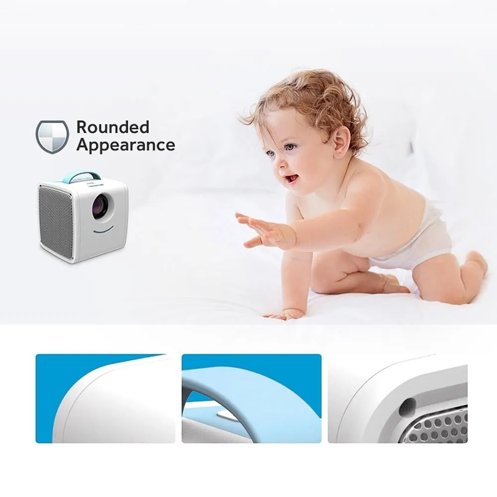 10W Children Video Projector | 30 Lumens | HD 1080P | LCD Technology | Supports AV, USB, Mini SD, HDMI, Audio | White | Blue