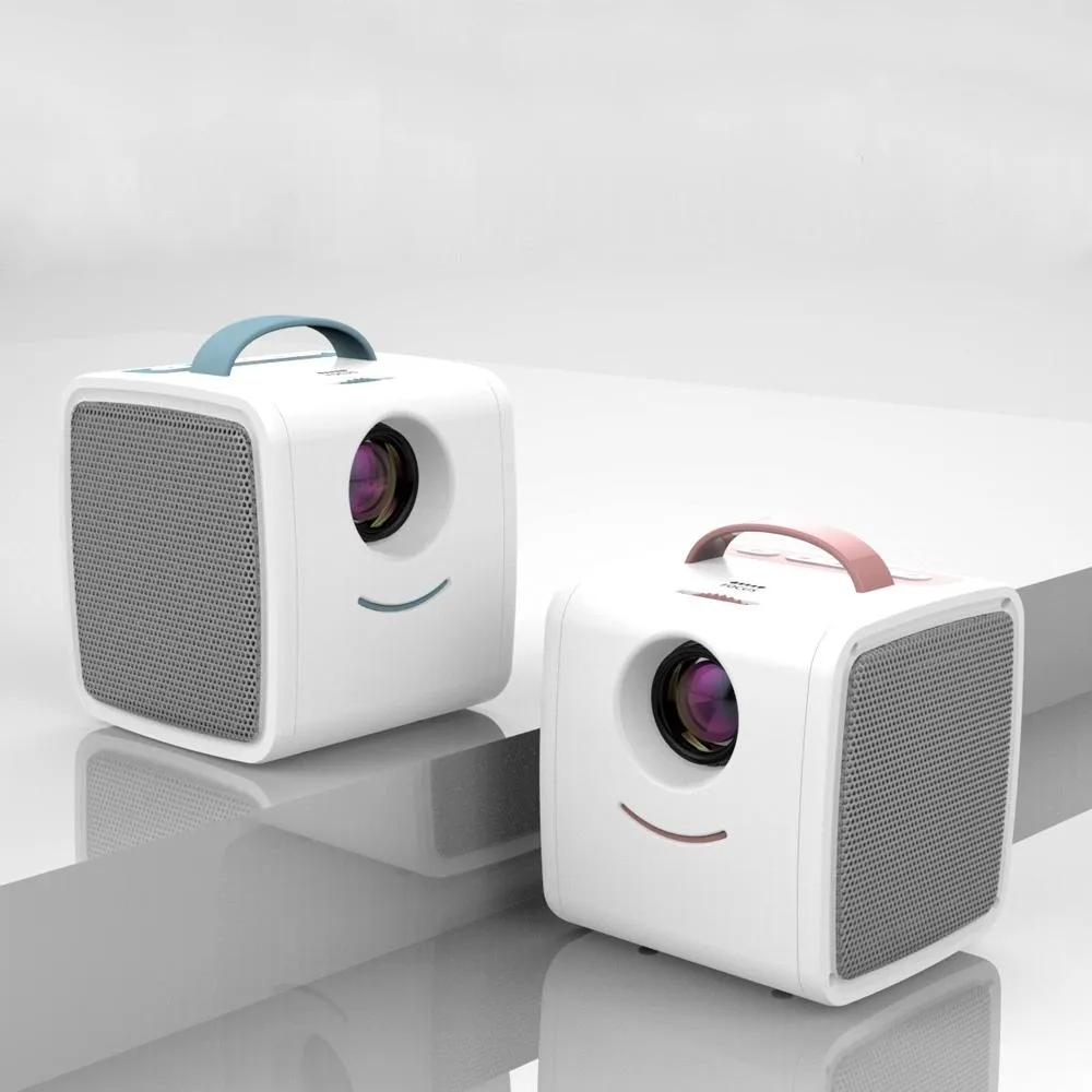 10W Children Video Projector | 30 Lumens | HD 1080P | LCD Technology | Supports AV, USB, Mini SD, HDMI, Audio | White | Blue