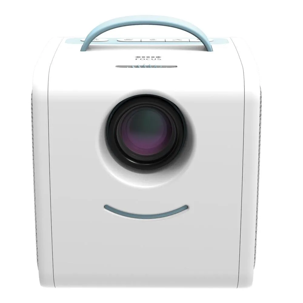 10W Children Video Projector | 30 Lumens | HD 1080P | LCD Technology | Supports AV, USB, Mini SD, HDMI, Audio | White | Blue