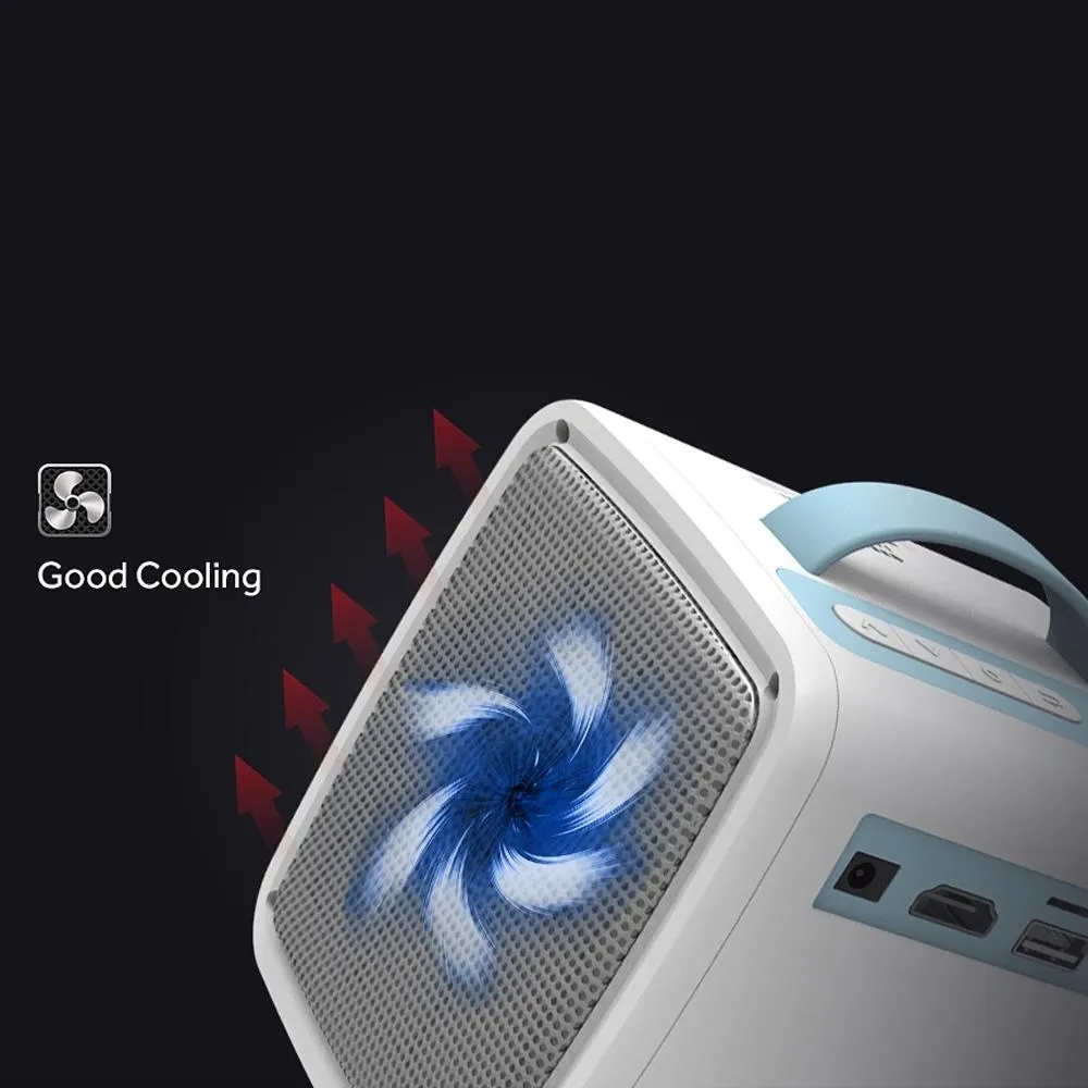 10W Children Video Projector | 30 Lumens | HD 1080P | LCD Technology | Supports AV, USB, Mini SD, HDMI, Audio | White | Blue