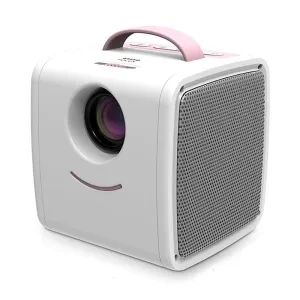 10W Children Video Projector | 30 Lumens | HD 1080P | LCD Technology | Supports AV, USB, Mini SD, HDMI, Audio | White | Pink