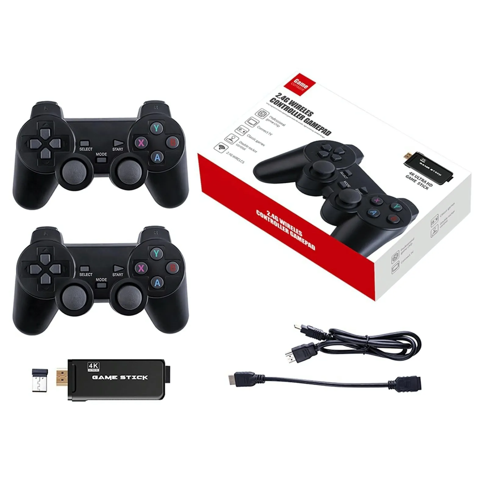 32GB 4K Retro Game Stick   2 Wireless Gamepads & 3000 Games