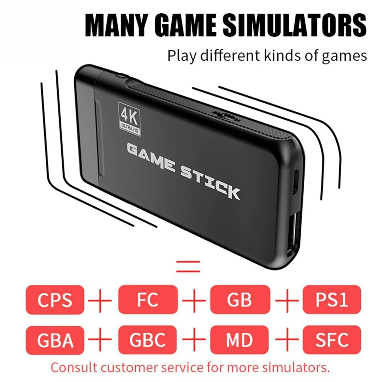 32GB 4K Retro Game Stick   2 Wireless Gamepads & 3000 Games
