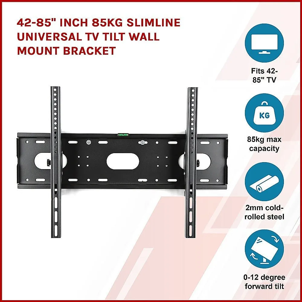 42-85" TV Wall Mount | Slimline | 85kg | Tilt | Universal