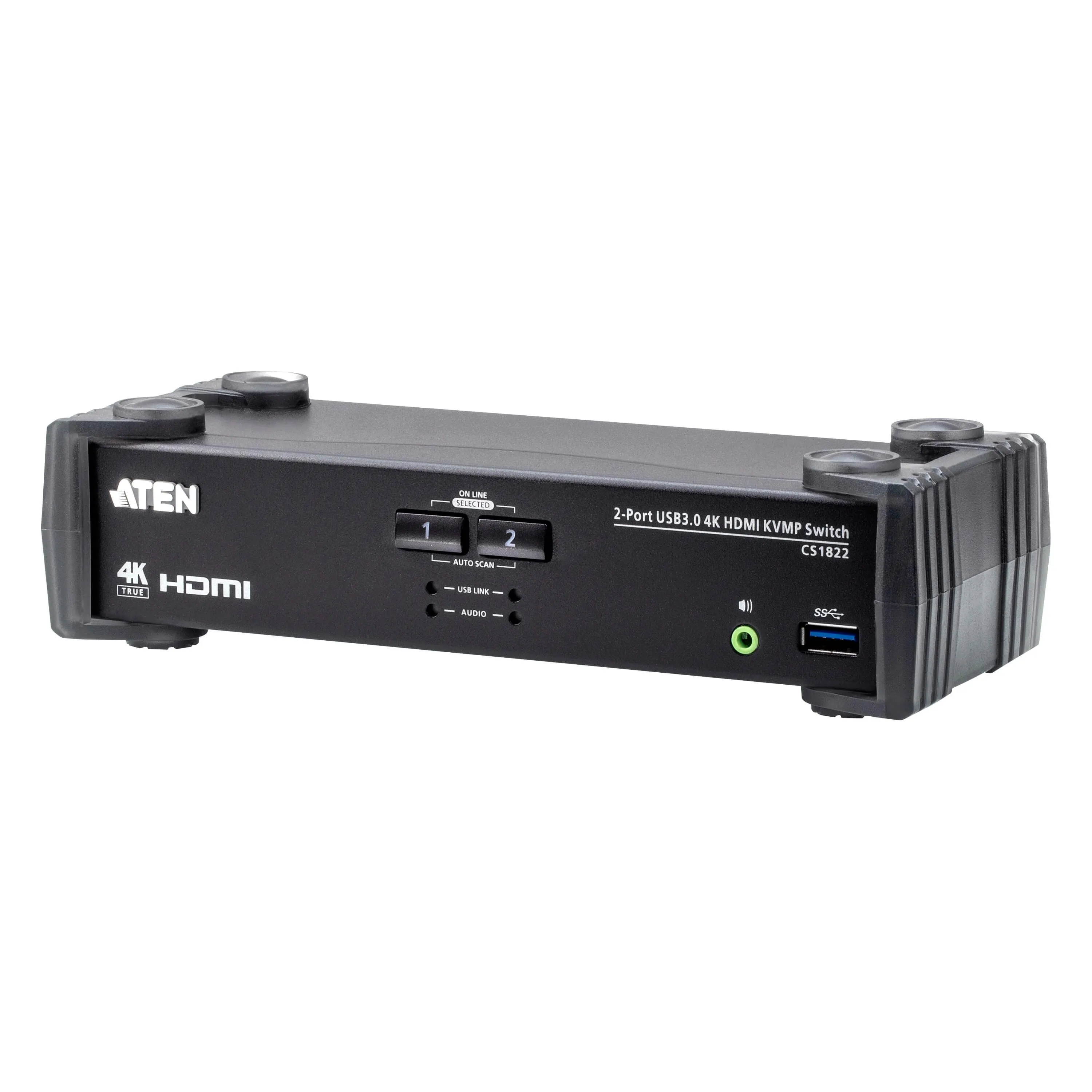 Aten Desktop KVMP Switch 2 Port Single Display 4k HDMI w/ audio mixer mode, Cables Included, Selection Via Front Panel