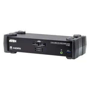 Aten Desktop KVMP Switch 2 Port Single Display 4k HDMI w/ audio mixer mode, Cables Included, Selection Via Front Panel