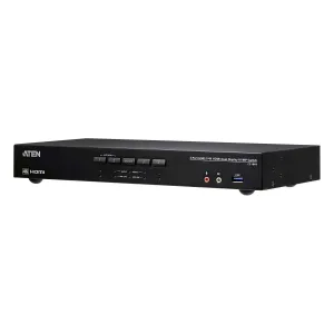 Aten Desktop KVMP Switch 4 Port Dual Display 4k HDMI w/ audio, Cables Included, 2x USB Port, Selection Via Front Panel