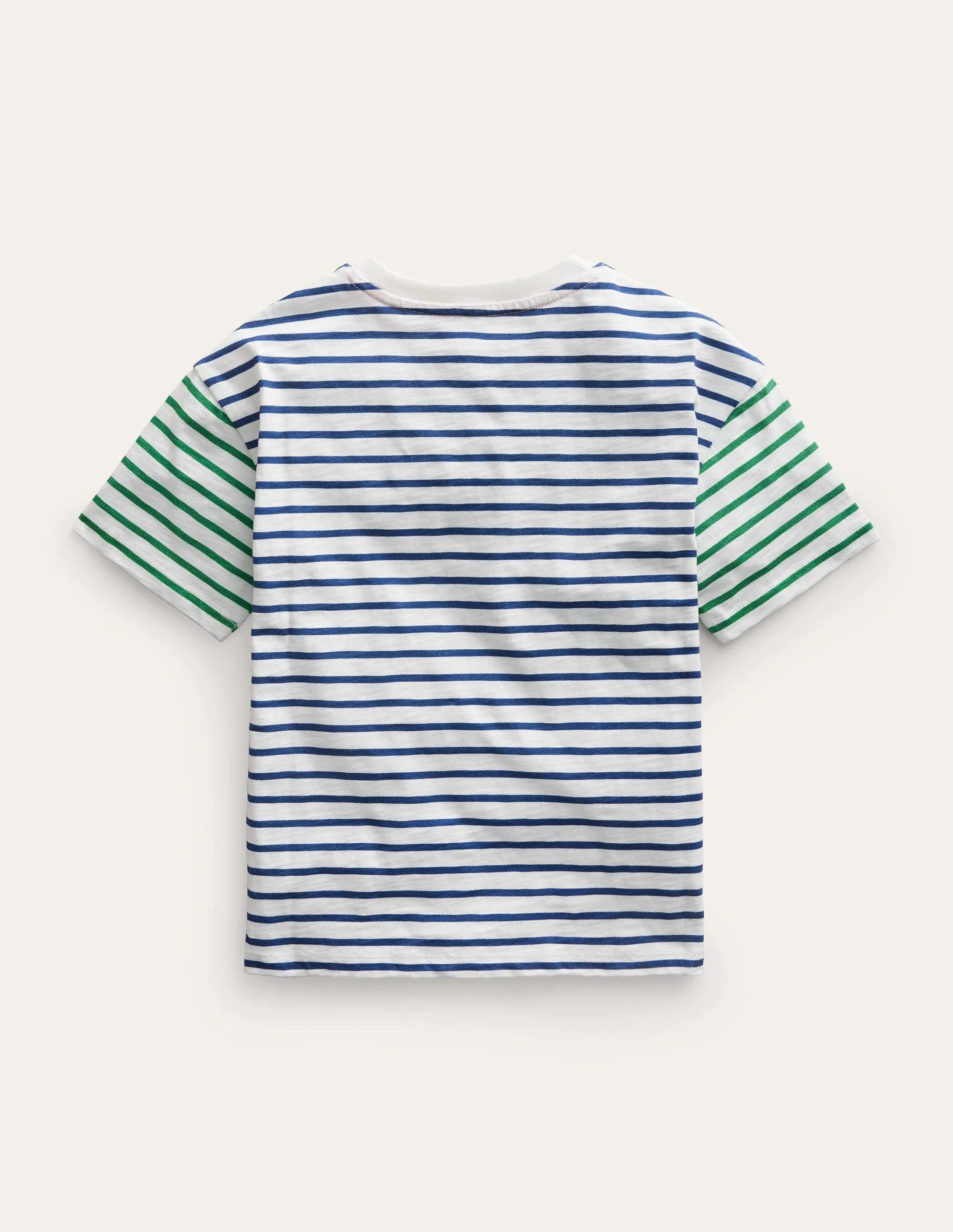 Boxy Short Sleeve Breton-Ivory/College Navy