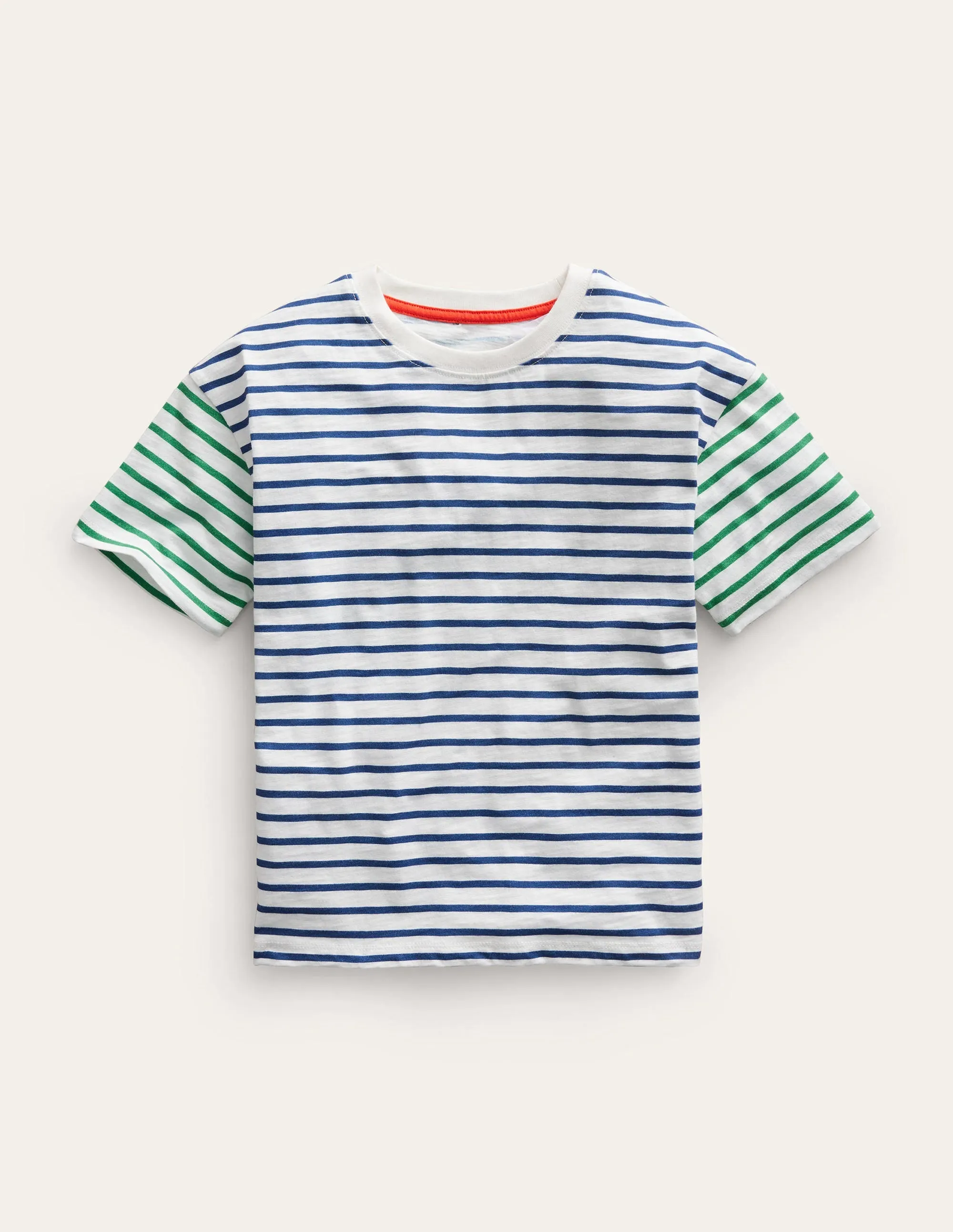 Boxy Short Sleeve Breton-Ivory/College Navy