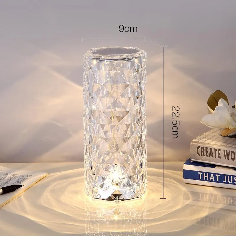 Crystal LED Table Lamp Rose Light Projector Touch Night light Flower Desk Lamp