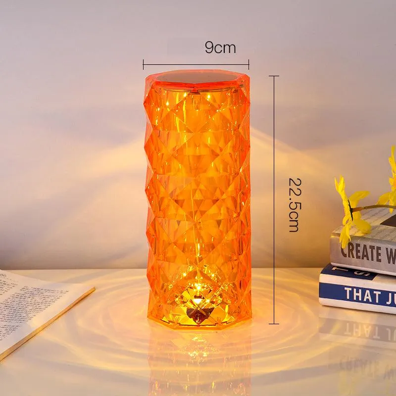 Crystal LED Table Lamp Rose Light Projector Touch Night light Flower Desk Lamp