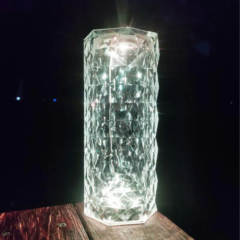 Crystal LED Table Lamp Rose Light Projector Touch Night light Flower Desk Lamp