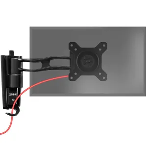 Duronic Monitor Arm Wall Mount DM65W1X2 | Bracket for Single PC Computer Screen | Aluminium | For One 15”-27” LED LCD TV Television | VESA 75/100 Fixing | Tilt  85°/-90°, Swivel 180°, Rotate 360°
