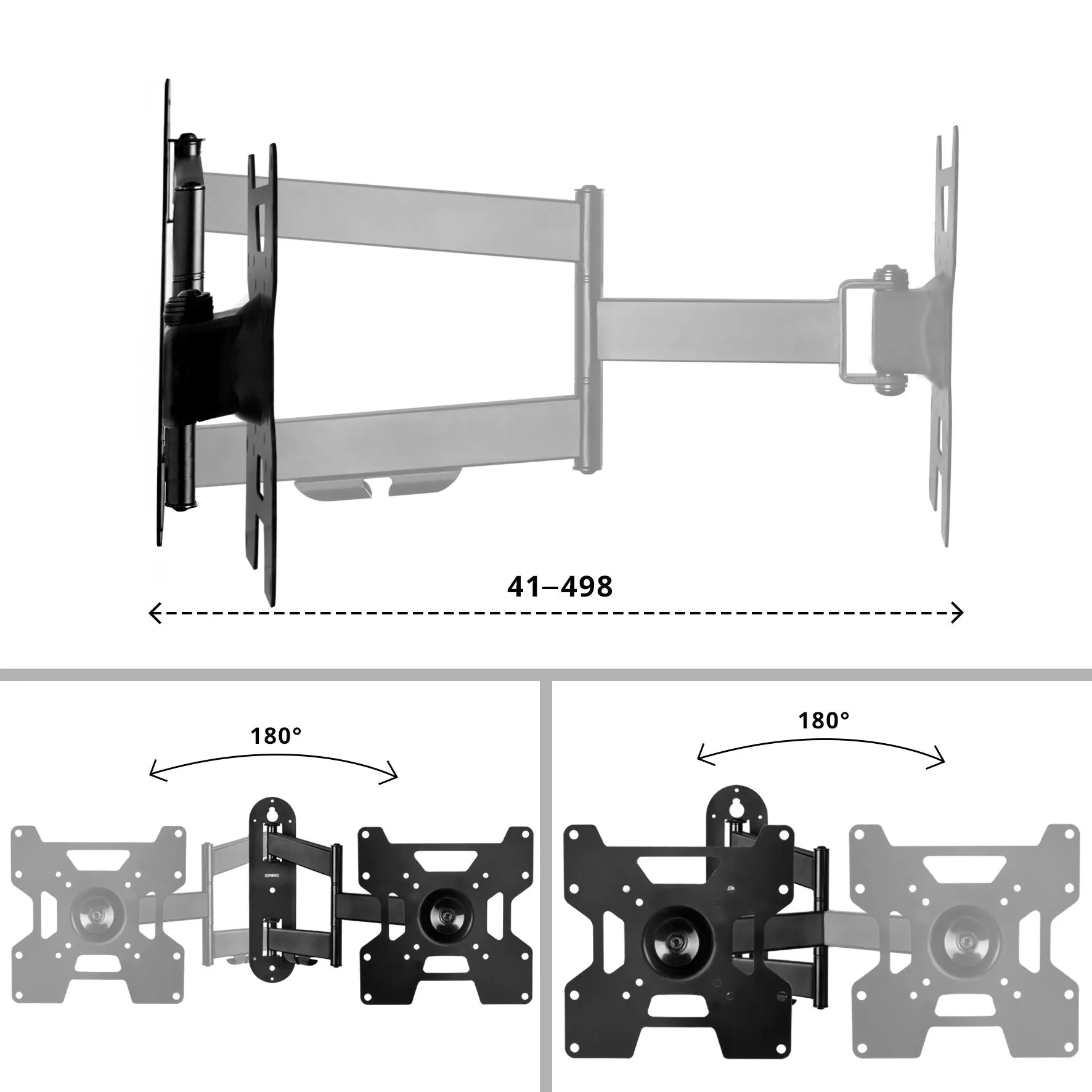 Duronic TVB1135 TV Bracket, Cantilever Wall Mount for 23-37" Television Screen, Tilting Action  15°/-15, Fits up to 200x200mm, For Flat Screen (25kg)