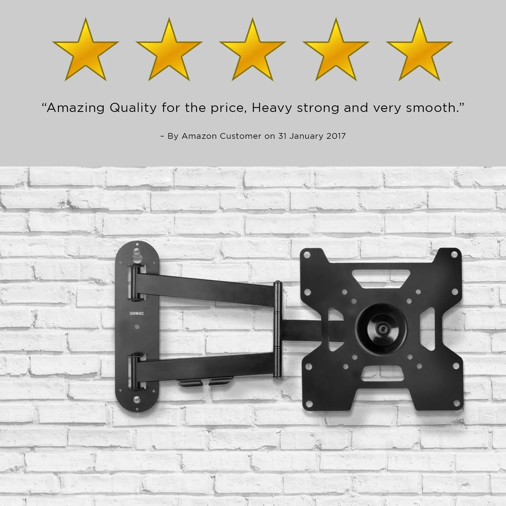 Duronic TVB1135 TV Bracket, Cantilever Wall Mount for 23-37" Television Screen, Tilting Action  15°/-15, Fits up to 200x200mm, For Flat Screen (25kg)
