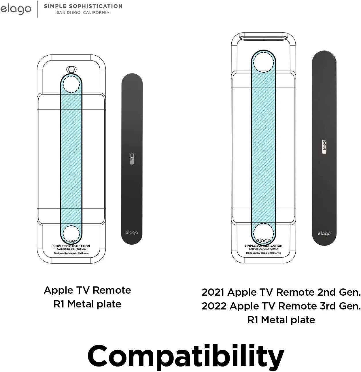 Elago Metal Plate For R1 2022/2021 Apple TV Siri Remote 2nd, 3rd Gen Case