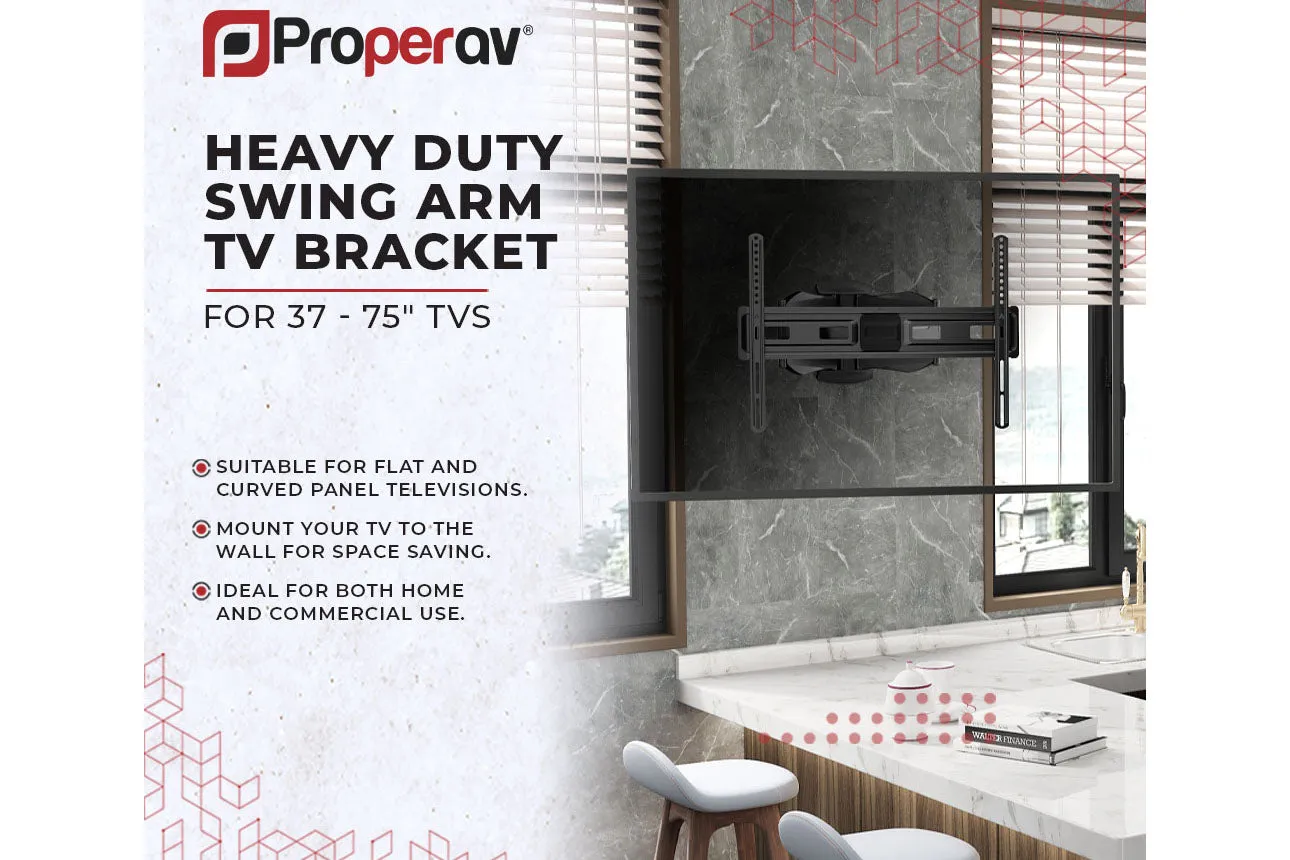 Heavy Duty Swing Arm TV Wall Bracket 37" 40" 42" 43" 46" 50" 55" 60" 65" 70" 75" VESA Max 600x400 Black