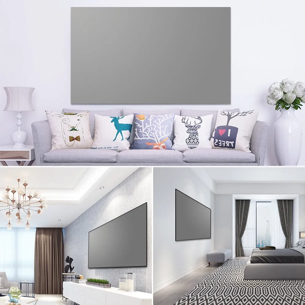 High Brightness Reflective Projector Screen 60 100 130 inch 16:9 Fabric Cloth Projection Screen