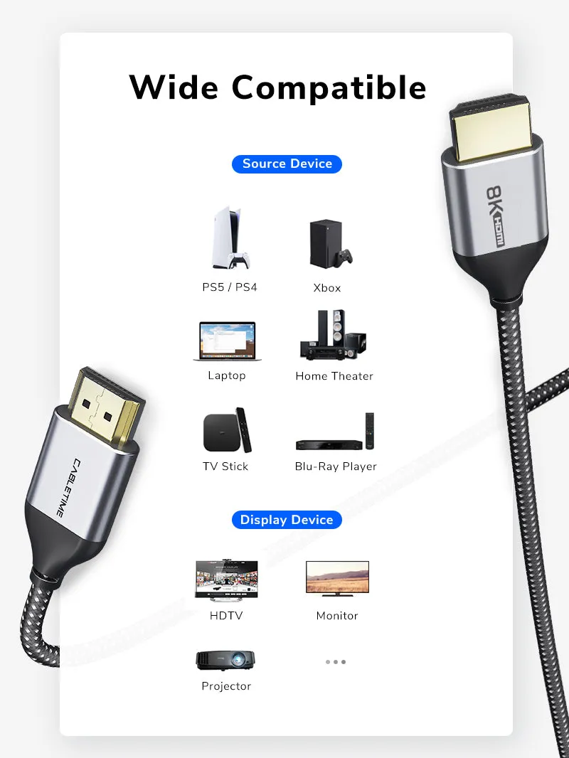 High Speed 8K Ultra Thin HDMI 2.1 Cable for PS5