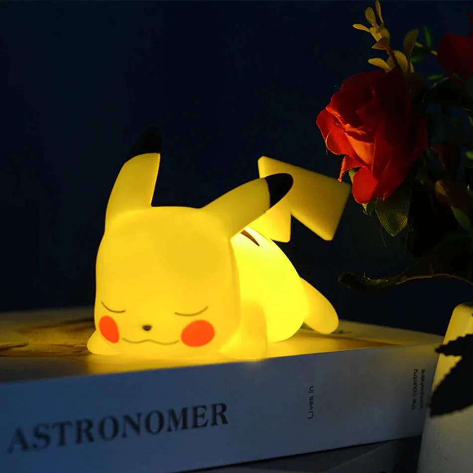 New Pokemon Pikachu Night Light Cute Anime Soft Light Bedroom Bedside LED Light Room Decoration Kawaii Dute Desk Decoration
