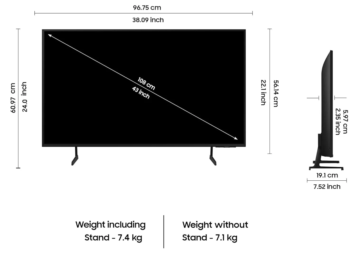 Samsung UA43DU7660KLXL 108 cm (43 inches) 4K Ultra HD Smart LED TV