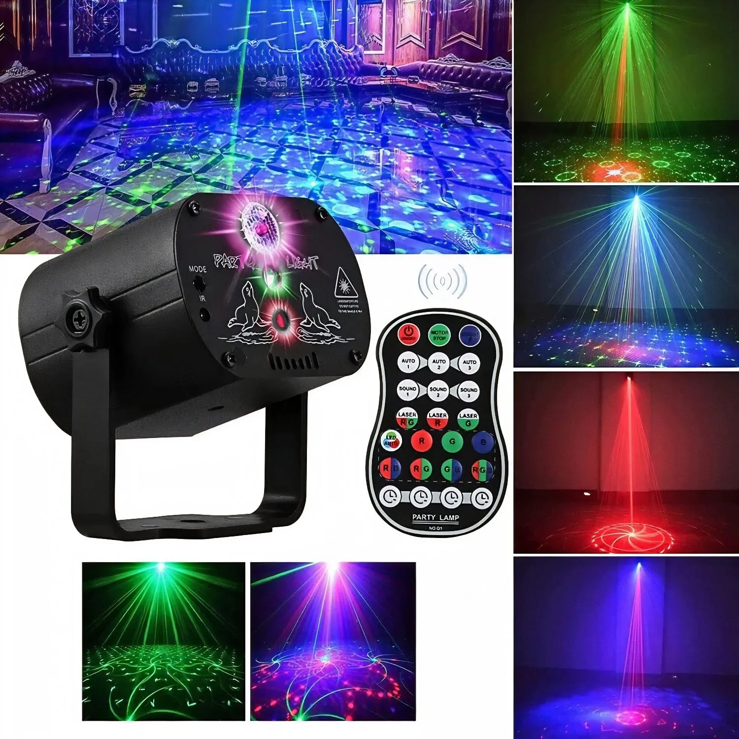 SMAXPro™ Party Stage Light: 480 Color Patterns, LED Laser Projector, DJ/Disco